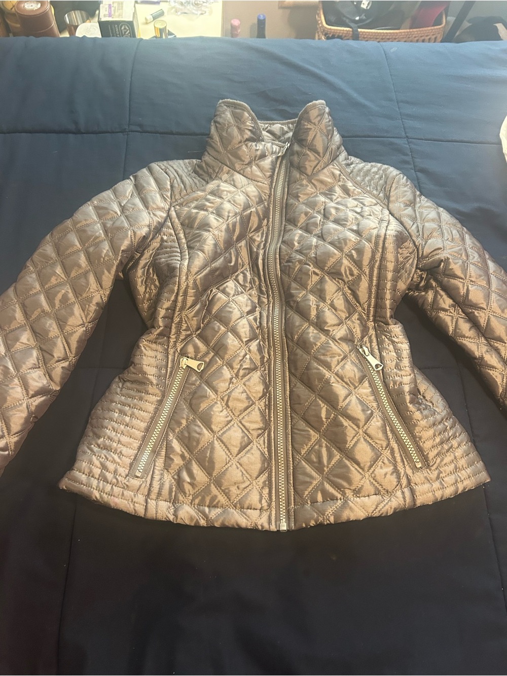 Quilted Metallic Brown Women's Jacket - Unbranded